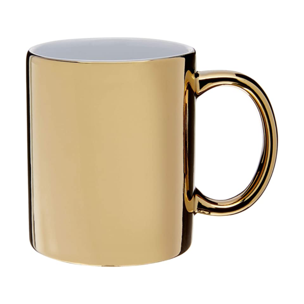 Caneca Cerâmica Dourada Metal 235ml
