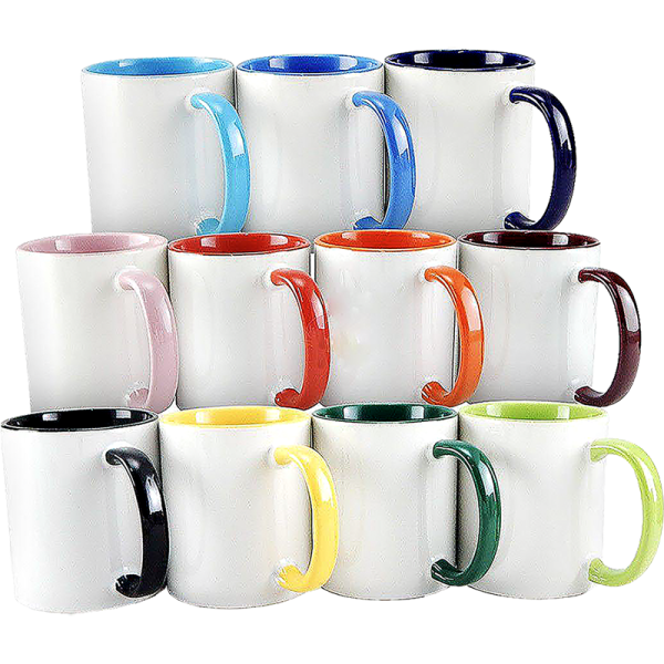 Caneca Cerâmica Branca Int. e Alça Color 325ml